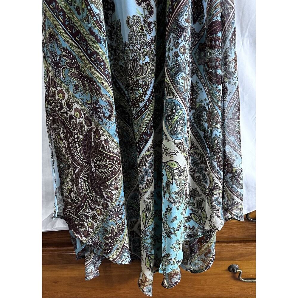 Kari New York Lined Hankerchief Hem Dress Paisley Print /Belted Size 10 - Picture 9 of 16